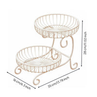Countertop Fruits Stand Ventilated Design 2-Tier Fruit Basket Large Capacity Metal Wire Vegetable Rack for Party
