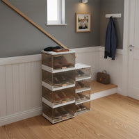 Clear Front Drop Shoe Box Transparent View Stackable Shoe Box Installation for Entryway, Closet, Bedroom