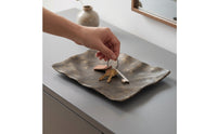 Rectangular Tray with Wavy Edges Elegant Tray with Wavy-Edged Low-Profile for Sideboard