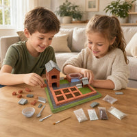 Kids DIY Miniature Brick House Building Kit - Real Bricks Masonry Villa Model Educational Toy