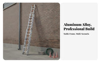 3 Section Extension Ladder High Load Capacity Heavy Duty Fire Egress Ladder Non-Slip Feet Access Equipment for Maintenance Engineers, Factories