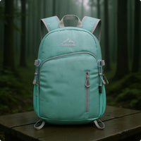 Lightweight Backpack Side Pockets Daypack Zippered Backpack Textured Woven Textile Lightweight Daypack Mesh Reinforcement