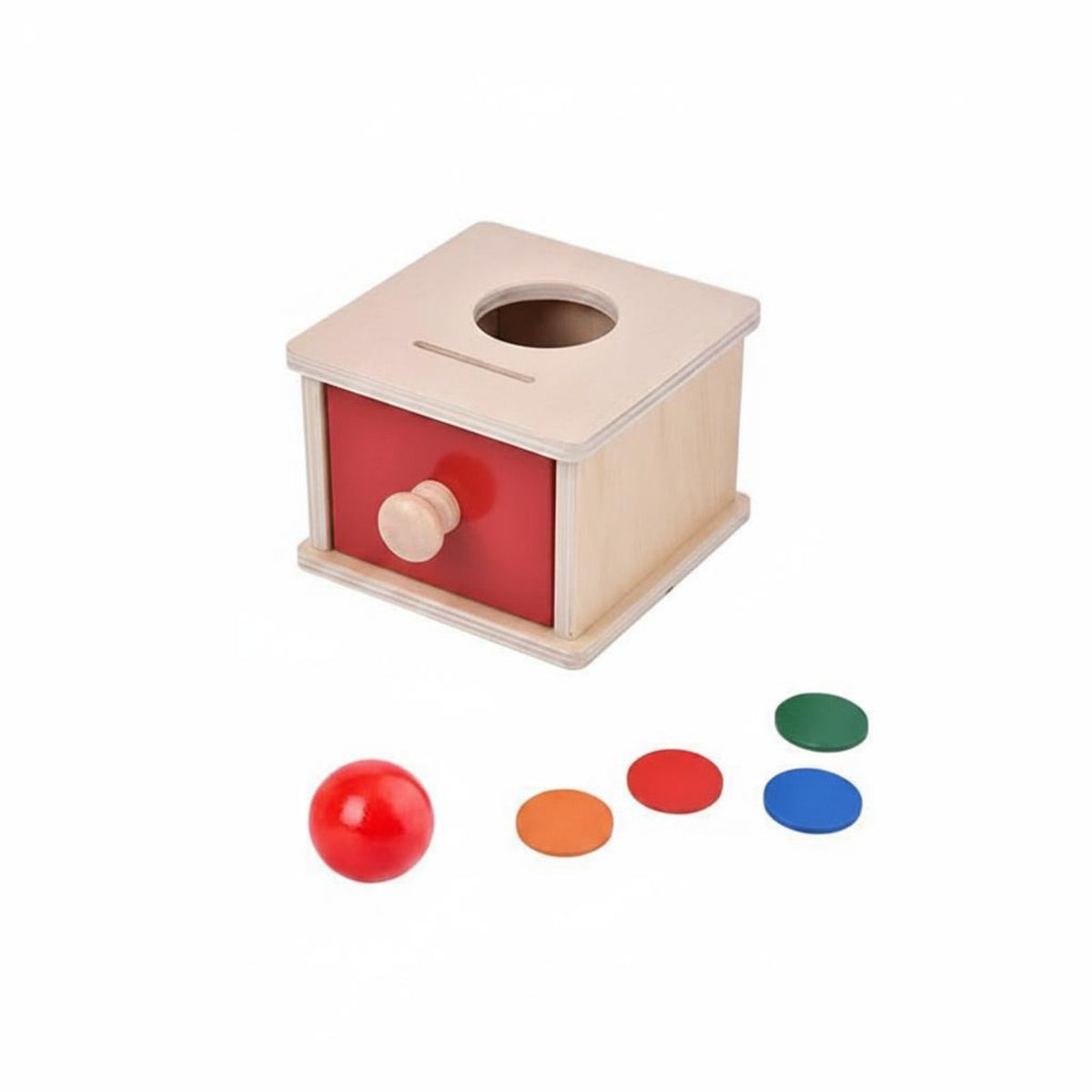 Hand-Eye Coordination Object Permanence Box Fine Movement Skills Wooden Ball Drop Toy Focus Training Toddler Coin Box Toy Polished and Burr-Clear for Toddlers, Infants, Home, Preschool, Daycare