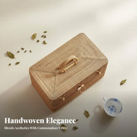 Lidded Rattan container with Handle Portable Design for Beach, recreational area, Nature Lovers
