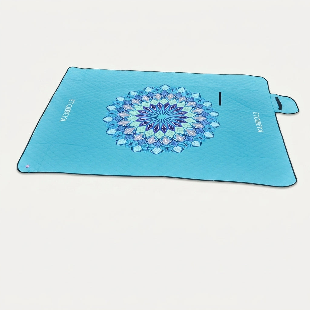 Picnic Blanket and Camping Mat with Floral Pattern, Waterproof Mat and Beach Blanket for Outdoors, Heavy Duty Ground Sheet, Roll-Up Design