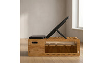 Wooden Exercise Bench Storage Shelf Adjustable Bench Handle Openings Fitness Equipment