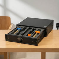Lockable 19" 2U Drawer Travel Case, Universal Microphone Receiver Rack Drawer