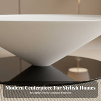 2 Pieces Suspended Disc and Cylinder Table Combo Minimalist Visually Pleasing Household Furniture French Cream and Design