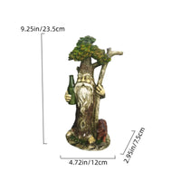 Tree Person Statue Resin Bearded Man Figurine Weather Resistant Garden Statue with Animal for Fairy Gardens, Planters, Patios