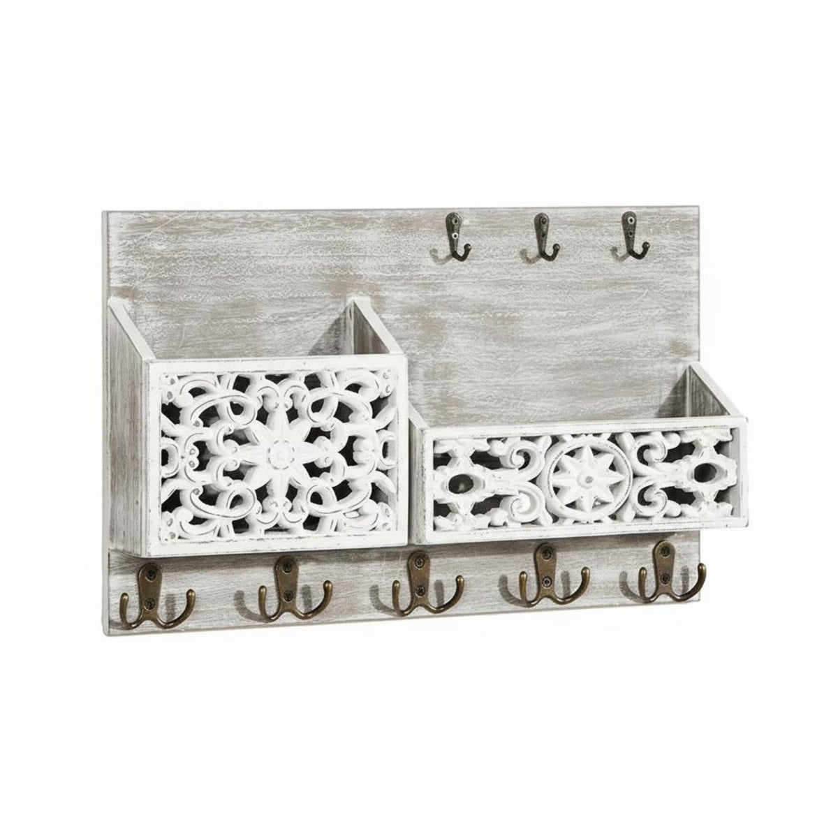 Entryway Mail Sorter with Key Pegs Easy Installation Wall Mount Key and Mail Holder Entryway Organizer with Pegs for Hallway
