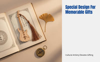 Bamboo Wood Guitar Bookmark, Chinese Cultural Creative, Vintage Design, Souvenir, Tassel Accent