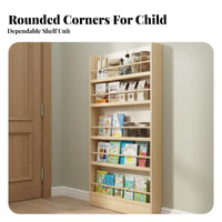 Space-Saving Slim Multi-Tier Book Display exposedShelf Design Tall Narrow Shelving Universal Tier Stable Structure Bookshelf Sturdy for Apartment Dwellers, Homeowners, Behind the Door, Child's Room, Small Areas, Bedroom