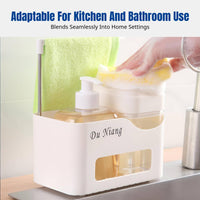 Soap Dispenser, Multi-Functional Storage Box, Countertop Organizer with Towel Rack for Bathroom Kitchen