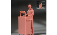 Miniature Figure with Equipment Stand Unpainted Automotive Worker Figures Resin Diorama Figure