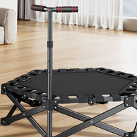 Anti-Slip Feet Adjustable Handlebar Mini Trampoline Silent Bouncing Foldable Exercise Trampoline with Handle 450 Lbs Weight Capacity Portable Jumping Bouncer with Stability Bar Easy Assembly for Children