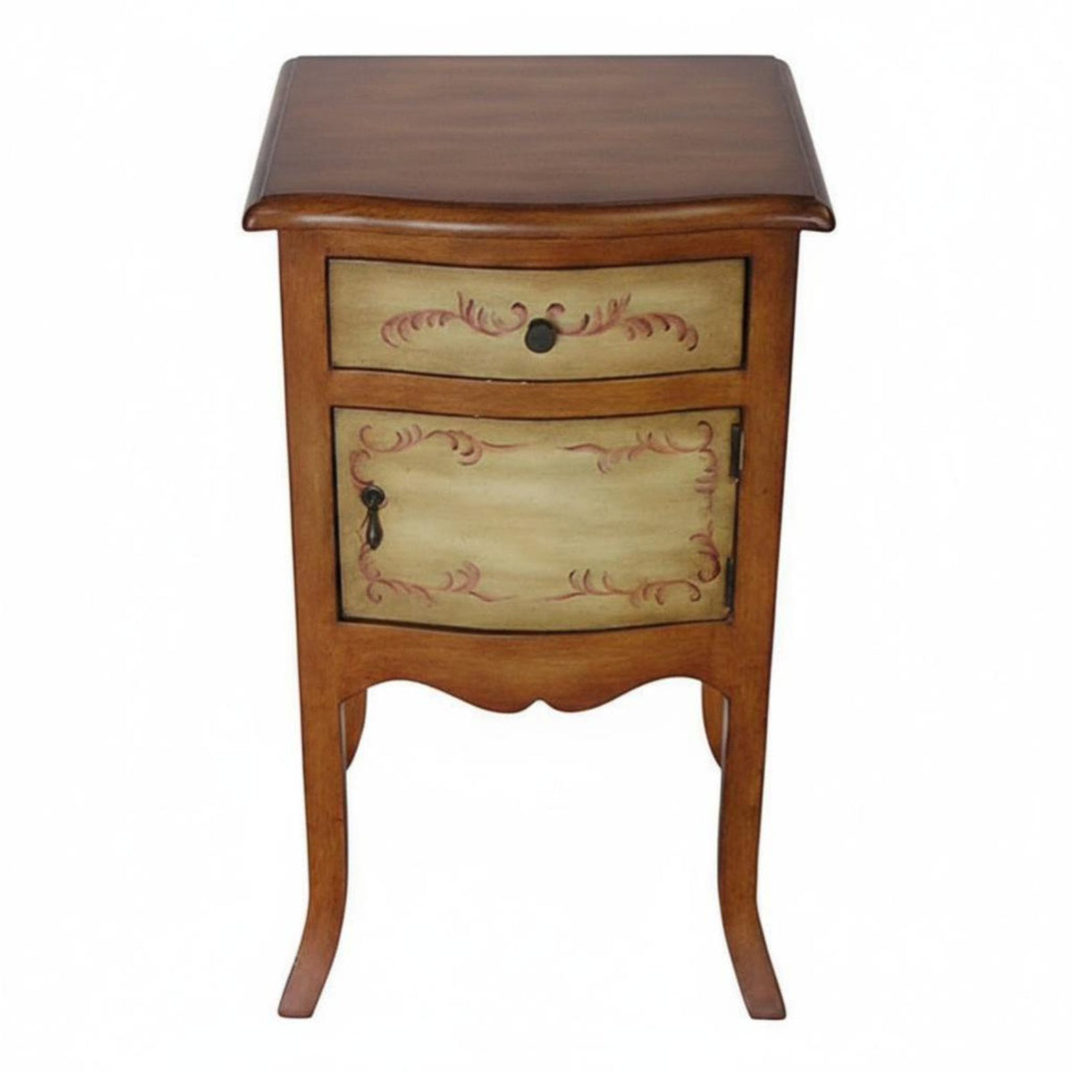 Hand-Painted Single-Drawer End Table Distressed Finish Nightstand Vintage design & decor Furniture Farmhouse Design for Interior Decorators, home dwellers, Renters, Bedroom, Living Room, Entryway, Small areas
