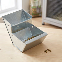Cage Feeder Metal Feeding Trough Galvanized Livestock Farming Cage Accessories, Single Compartment Small Pet Supplies for bunnies