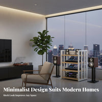 Multi-Tier Audio Equipment Cabinet Stable Structure Power Amplifier Stand Sturdy Metal Frame Adjustable High-Fidelity Component Shelf for Living Room