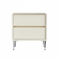 Modern Design 3-Drawer Rounded Nightstand Large Capacity Bedside Table Compact Footprint Home Furniture Handleless Design for Homeowners, Apartment Dwellers, Students, Bedroom, Study Room, Away Ice