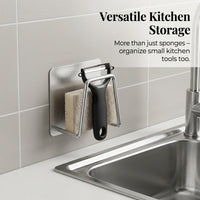 Bathroom Sink Organizer and Sponge Rack for Countertop, Stainless Steel Drain with Holder Suction for Kitchen
