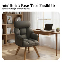 Supportive spinerest Upholstered rotating Chair with Wood Legs Thick padding Casterless rotating Chair Ergonomic Design Desk Seat Modern design for Home Workers, Makeup aficionados, Decorators, Study Room, Bedroom