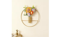 Modern Wall Vase with Flowers Minimalist Metal Vase Flowers Wall Art Boho Outdoor for Bedroom