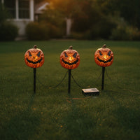 Pumpkin Stake Lights Light-up Jack-O'-Lantern Stake Lights Pumpkin Decoration with Stakes Battery-Operated Yard Decorations