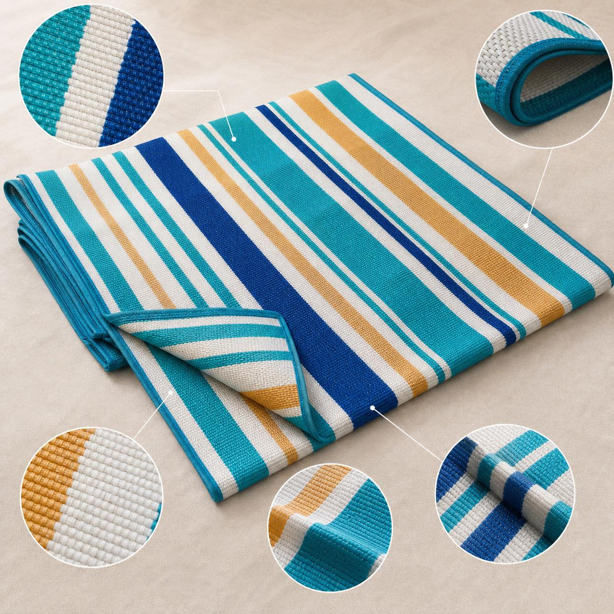 Thickened Foldable Beach Picnic Mat, Moisture-proof Outdoor Rug, PP Woven Camping Blanket for Outings and Camping