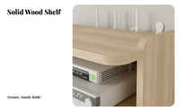 No-Drill Installation Media Display Wall Shelf Solid Wood Wooden Set-Top Box Shelf Multi-Functional Router Storage Rack Space Saving for Living Room, Home Office, Bedroom