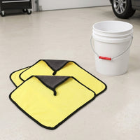 Double Sided Car Drying Towel with Plush Microfiber, Highly Absorbent Car Drying Towel, 30x30cm Yellow and Gray Multi-Purpose Drying Cloth