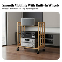Movable with Wheels Multi-Layer Audio Rack Space-Saving Vertical Design Adjustable AV Component Rack Heavy Duty Rolling Amplifier Stand Stable Construction for Audiophiles, Home Theater Enthusiasts, Studio