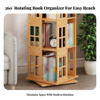 360-Degree Rotation Rotating Book Tower Modern Minimalist aesthetic Revolving Multi-Tier Shelf Floor-Standing bookcase Space-Saving for Children, Students, Families, Small Spaces, Bedroom, Home Office, Corner