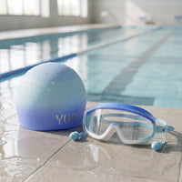 Anti-Fog Swim Goggles with Swim Cap Waterproof Eyewear Wide-View for Children, Swimmers, Beach