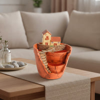 Fairy Garden Pot Indoor Planter with House Sculptural Planter Tabletop Succulent Pot Small for Hobbyists, Desk, Windowsill