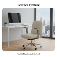Ergonomic Design Upholstered Highspine-support Desk Chair Creamy aesthetic Adjustable Rolling Task Chair Comfortable padding rotating Seating Padded Armrests for Students, People Working from Home, Study Room, Bedroom