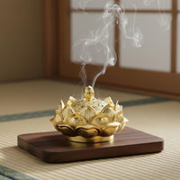 Lotus Flower Scent Burner Vintage Design Antique Alloy Censer Intricate Carvings Coil Scent Burner for Buddhists, Tea Ceremony, Altar