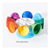8 Pieces Compartmented Packaging 8-Note Bell Instrument Glossy Rotating Bell Toy Translucent Rainbow Desk Bells White Center for Children