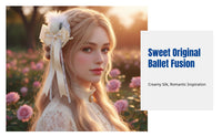 Sweet Ballet Vintage Headband, Milk Yellow Silk, Feather Mini Hat, Lace Side Barrette for Children