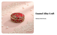 Exquisite Craftsmanship Oval Enamel Jewelry Box Unique Gift Enamel Jewelry Box Hand-Colored for Women, Wedding, Vanity Table, Dresser