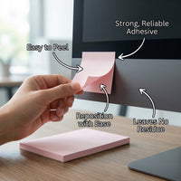 Postits Sticky Notes Colorful for Office and School, Repositionable Self for Students, 100 Sheets Pastel Color Set, 76x76mm Bright Fluorescent Pads