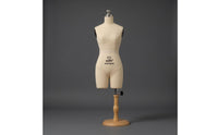 Linen-Textured Female Dress Form Mannequin Light Beige Material-Covered Dress Form Split-Leg Female Mannequin Torso Stand Wooden Base for Dressmakers, Fashion Design