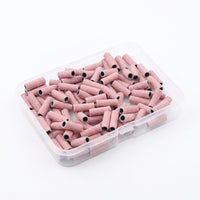Ceramic Sanding Bands for Nail Drill with Mandrel Bits, 100 Pieces Pink Manicure File Sleeves for Shaping and Cuticle Removal, 3.0mm