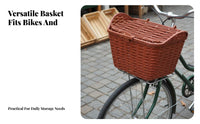 Bike Basket with Lid Retro Design Cycle Basket Easy to Clean for Shoppers, Commuters, Commuting, Leisure Rides