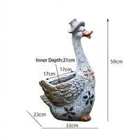 Rustic Chicken Planter Pot, Resin Hen Garden Ornament with Vintage Floral Design, Indoor Outdoor Decorative Flower Pot for Patio Garden Backyard, Unique Animal Planter Gift