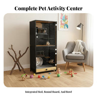 With Cooling System Chinchilla Villa Luxury Cabinet Design Indoor Pet Enclosure ampleLarge Space Small creature Habitat Ventilated Pegboard for Living Room, Bedroom, Home