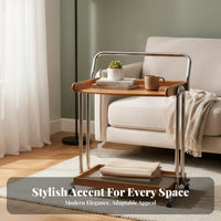 Century-Century Design 2-Tier Rolling Trolley Multi-Functional 2-Tier Rolling Organizer Multifunctional Side Table on Wheels Space-Saving for Apartment Dwellers, Design Enthusiasts, Living Room, Small Areas, Bedroom, Bathroom