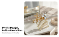 Decorative Hair Comb Foliage and Flower Design Crystal Hair Comb Shimmering Crystal S Elegant Design for Nuptial Celebrant
