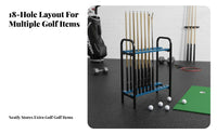 Non-Slip Base 18-Slot Golf Club Rack Large Capacity Double-Tier Golf Club Stand Heavy Duty Construction for Pro Shop, Driving Range, Garage