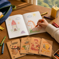 Mini Kraft Paper Notebook with Cute Cartoon Cover, Portable Pocket Diary for Notes and Journaling
