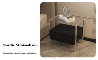 Nordic stylistic Single-Drawer Nightstand Minimalist Design Bedside Cabinet Modern aesthetic Accent Table adaptable Use for Apartment Dwellers, property owners, Students, Bedroom, Living Room, Small areas, Office